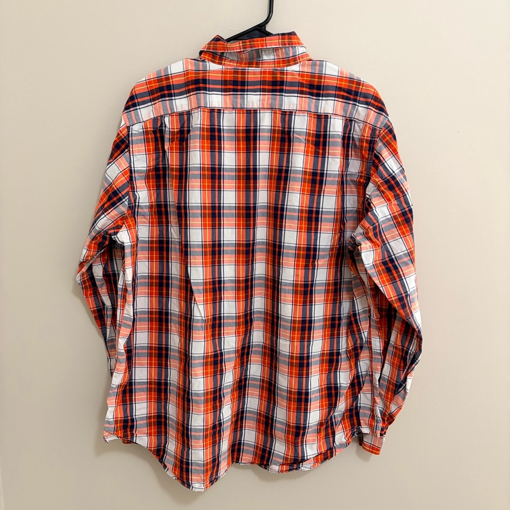 Nautica Men's Orange and Blue Plaid Button-Down Shirt XL - Picture 7 of 7
